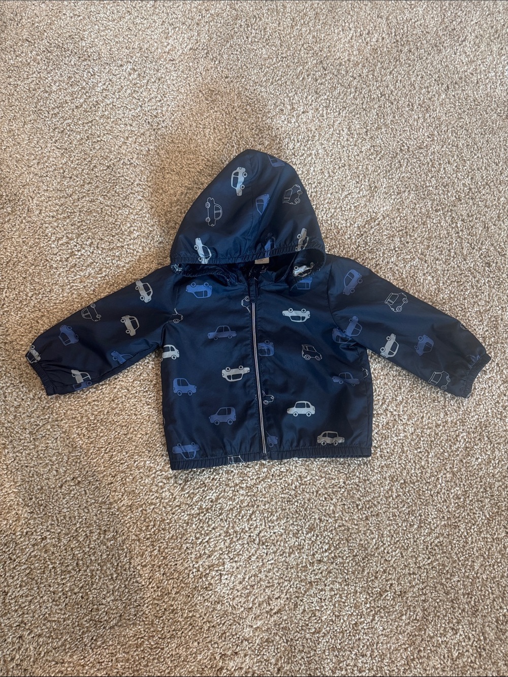 H&M Navy Hooded Jacket with Car Print